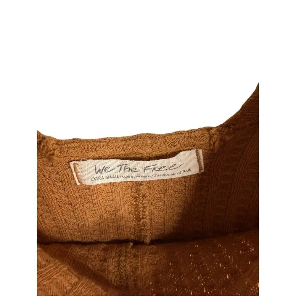 Free People‎ We The Free New Magic Cotton Drop-Shoulder Waffle Top Size XS